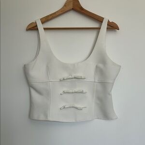 Zara White Bustier Front Bow Tank Top